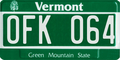 VT license plate OFK064