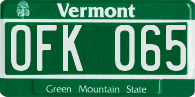 VT license plate OFK065