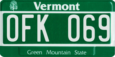 VT license plate OFK069