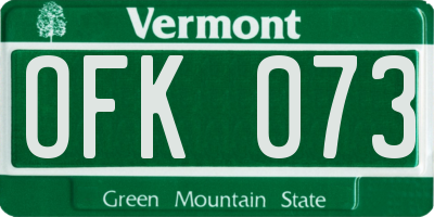 VT license plate OFK073