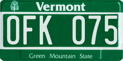 VT license plate OFK075