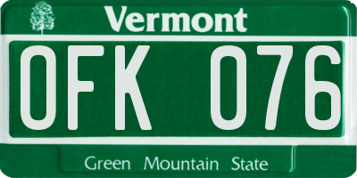 VT license plate OFK076