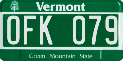 VT license plate OFK079