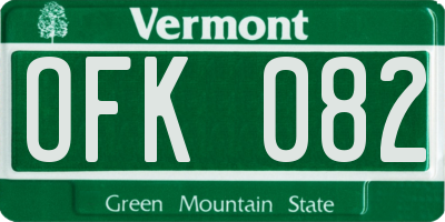 VT license plate OFK082