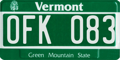 VT license plate OFK083