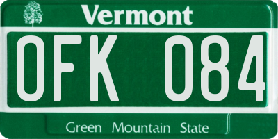 VT license plate OFK084