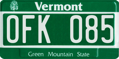 VT license plate OFK085