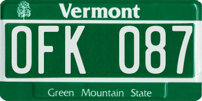 VT license plate OFK087