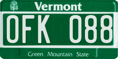 VT license plate OFK088