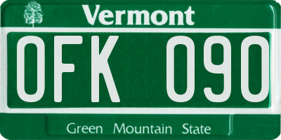 VT license plate OFK090