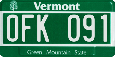 VT license plate OFK091