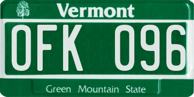 VT license plate OFK096