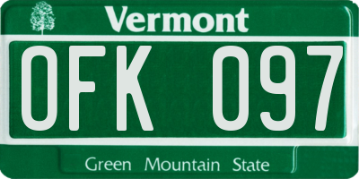 VT license plate OFK097