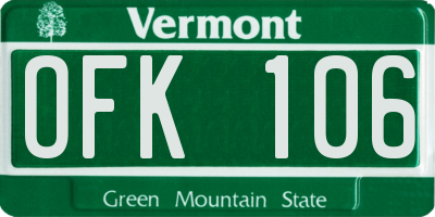 VT license plate OFK106