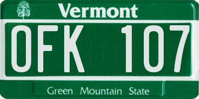 VT license plate OFK107