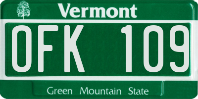 VT license plate OFK109