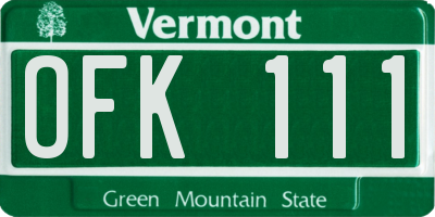 VT license plate OFK111