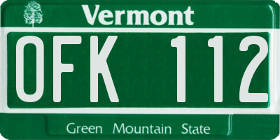 VT license plate OFK112