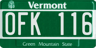VT license plate OFK116