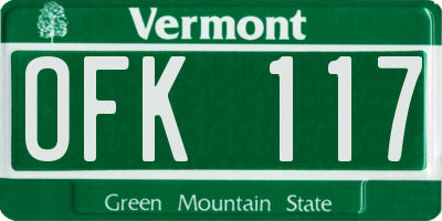 VT license plate OFK117