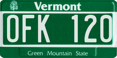 VT license plate OFK120