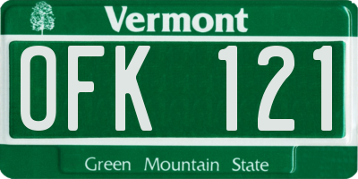 VT license plate OFK121