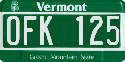 VT license plate OFK125