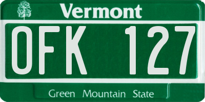 VT license plate OFK127