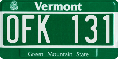 VT license plate OFK131