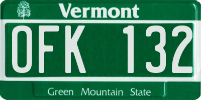 VT license plate OFK132