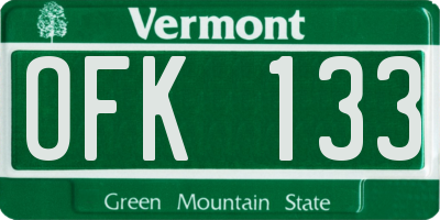 VT license plate OFK133