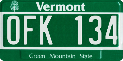 VT license plate OFK134