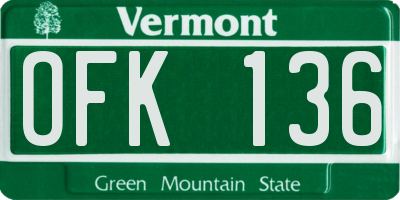 VT license plate OFK136