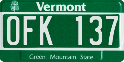 VT license plate OFK137