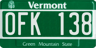 VT license plate OFK138