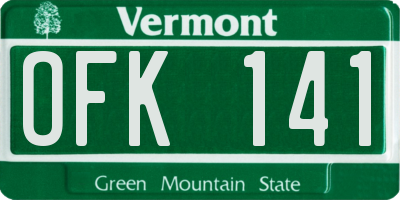 VT license plate OFK141