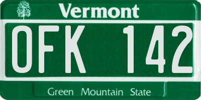 VT license plate OFK142