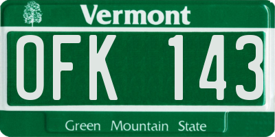 VT license plate OFK143