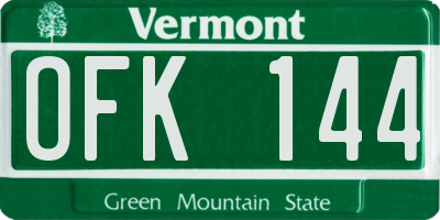 VT license plate OFK144
