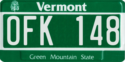 VT license plate OFK148
