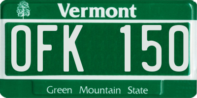 VT license plate OFK150