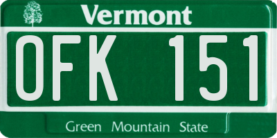 VT license plate OFK151