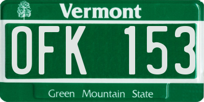 VT license plate OFK153