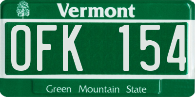 VT license plate OFK154