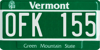 VT license plate OFK155