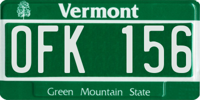 VT license plate OFK156