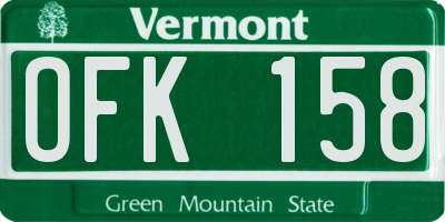 VT license plate OFK158