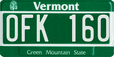 VT license plate OFK160