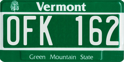 VT license plate OFK162