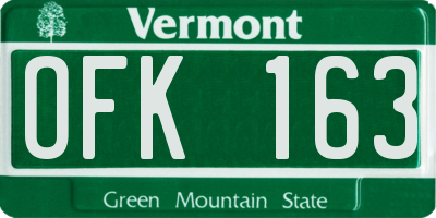 VT license plate OFK163